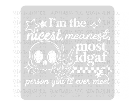 Idgaf Single Color White-Ready to Press Transfer