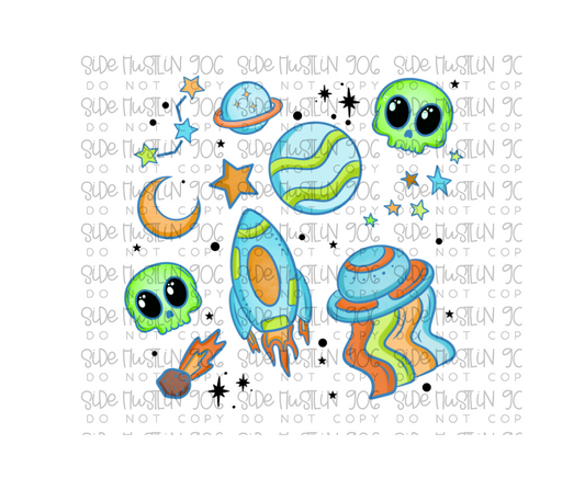 Boy Space Collage-Ready to Press Transfer
