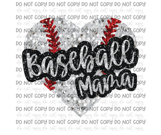 Baseball Mama faux sequin-Ready to Press Transfer