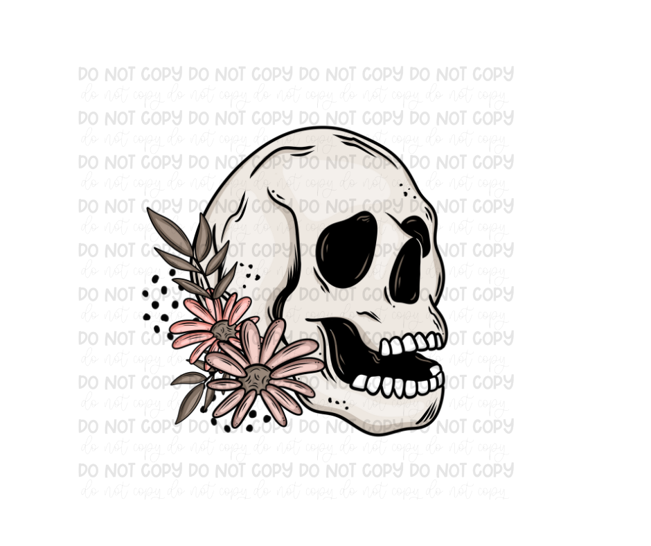 Floral Skull no words-Ready to Press Transfer