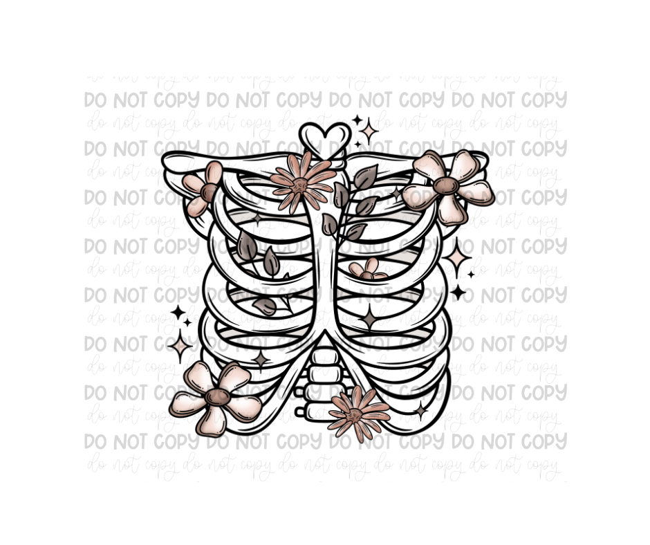 Floral Ribcage-Ready to Press Transfer