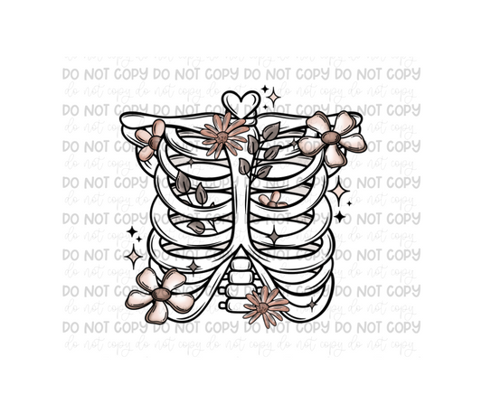 Floral Ribcage-Ready to Press Transfer