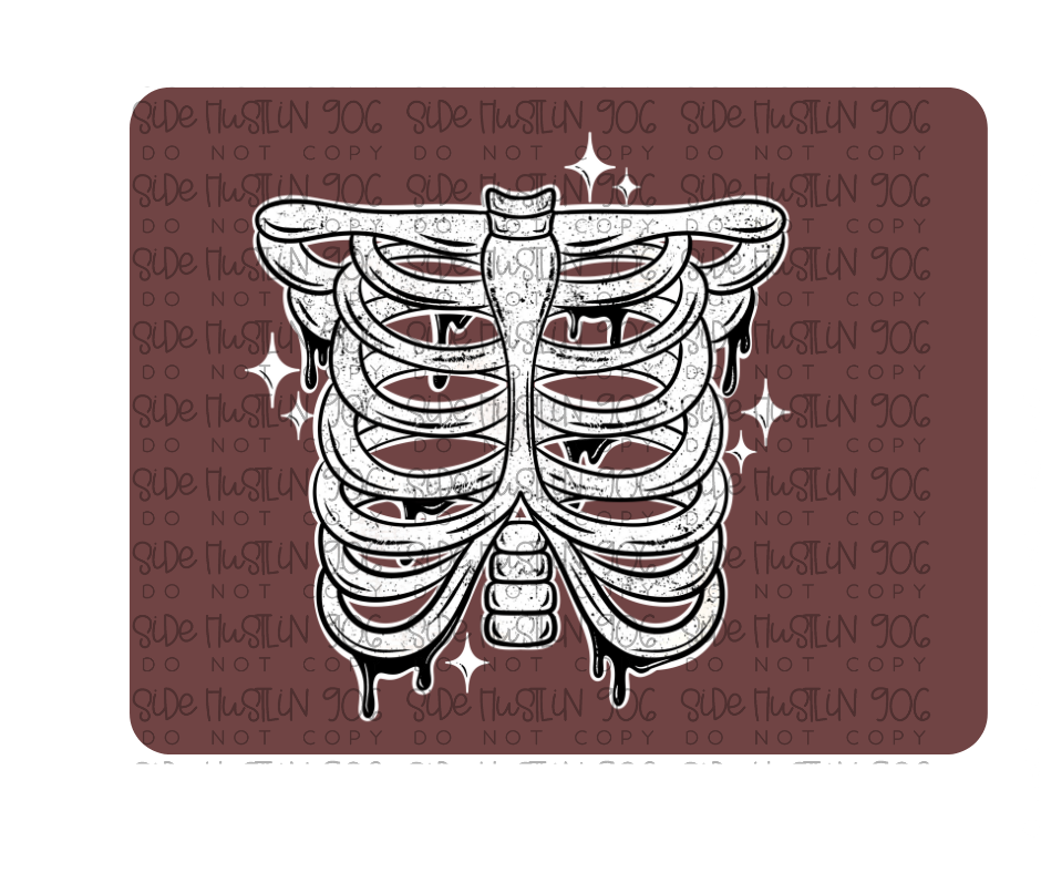 B & W Ribcage white outline-Ready to Press Transfer