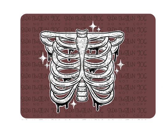 B & W Ribcage white outline-Ready to Press Transfer