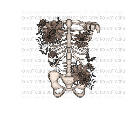 Floral Ribcage-Ready to Press Transfer