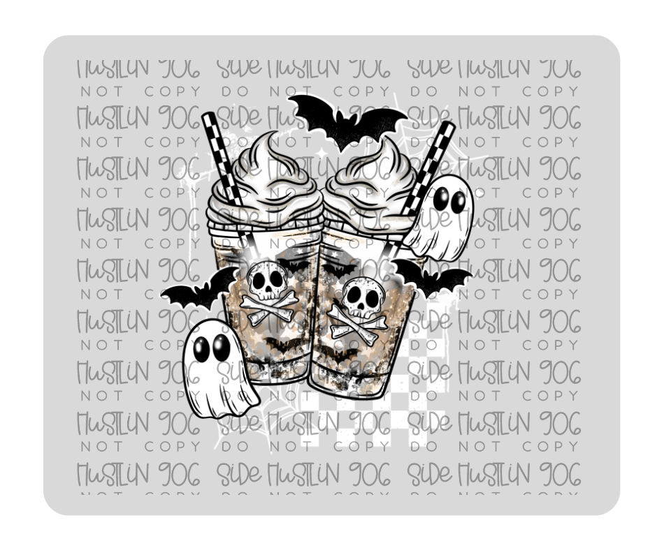 Skull ghost Coffee White-Ready to Press Transfer