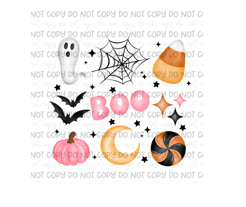 Boo pink grid-Ready to Press Transfer