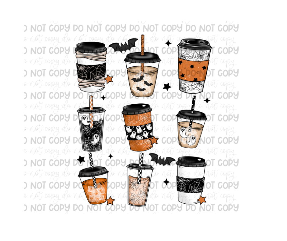 Spooky Coffee Grid-Ready to Press Transfer