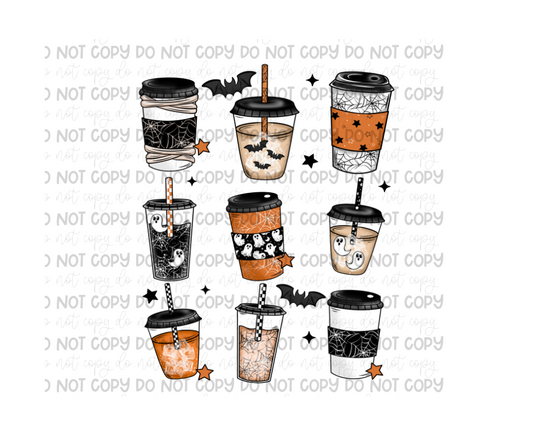 Spooky Coffee Grid-Ready to Press Transfer