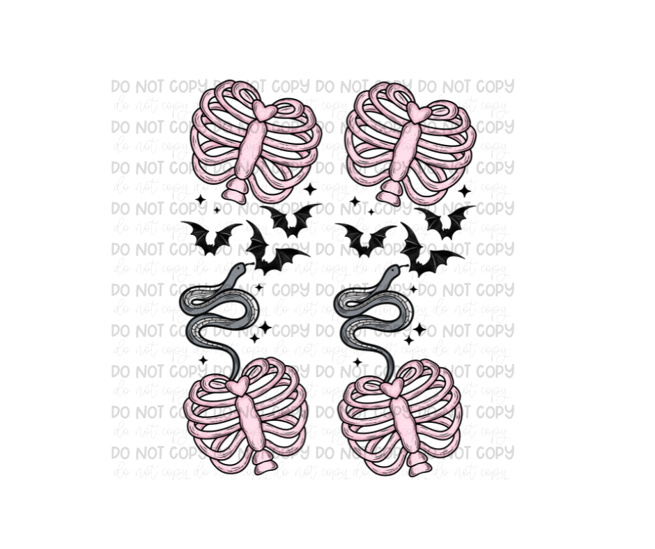 Heart Ribcage Snake SLEEVES-Ready to Press Transfer