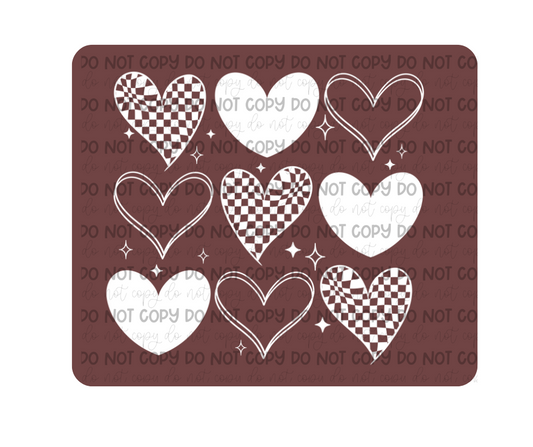 Single color Hearts white-Ready to Press Transfer