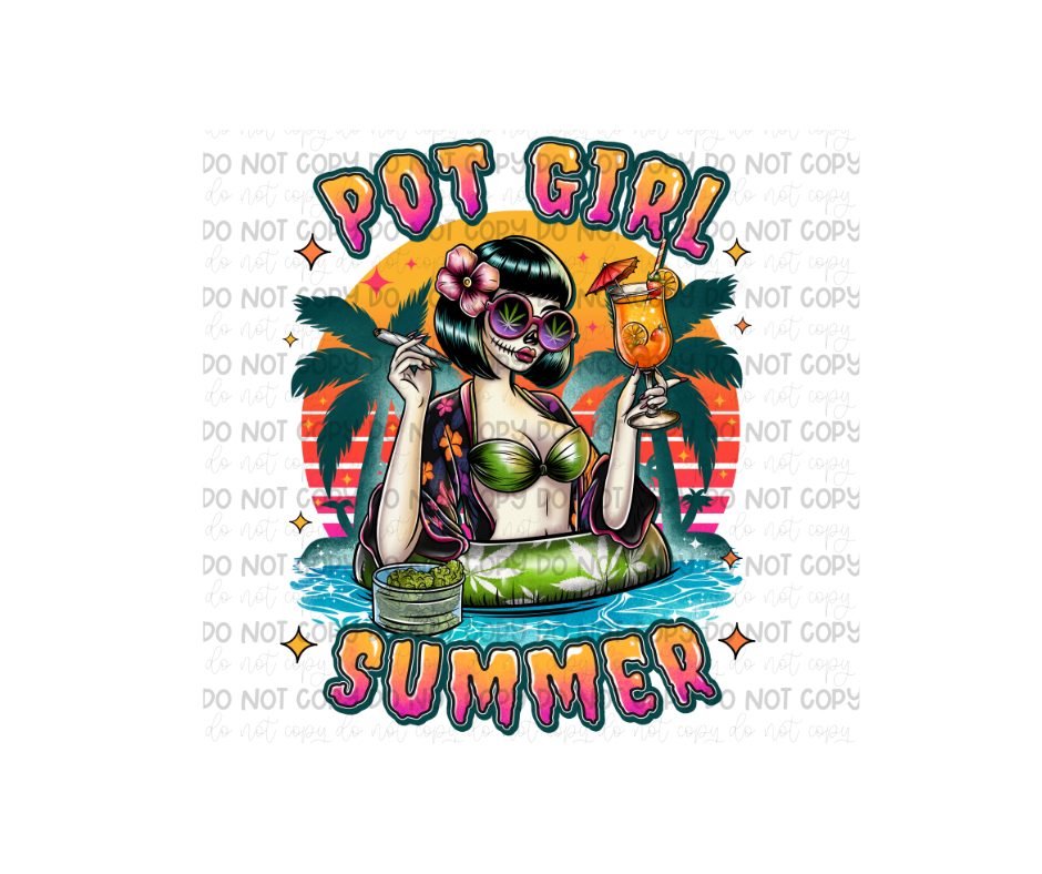 Pot Girl Summer-Ready to Press Transfer