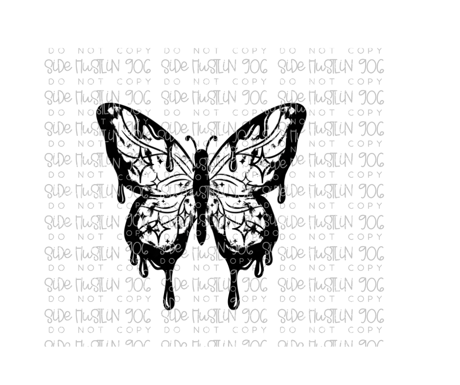 Tired & Angry Butterfly black-Ready to Press Transfer