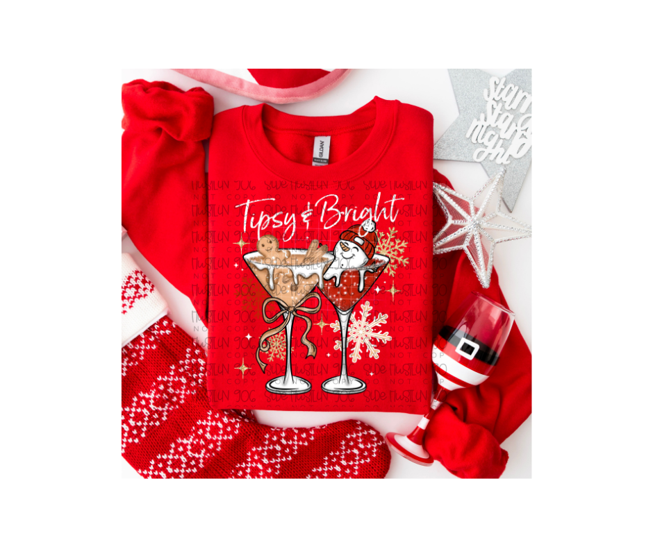 Tipsy & Bright Martini-Ready to Press Transfer