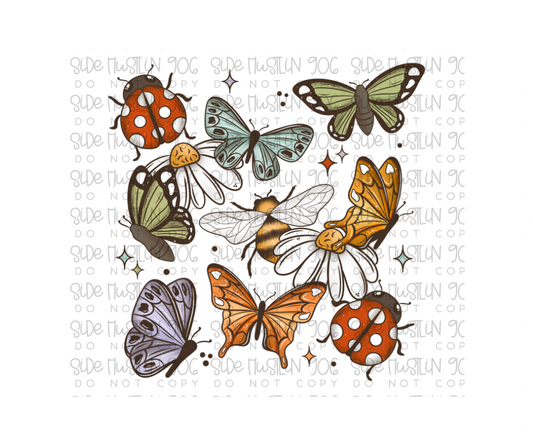 Butterflies Bees and Lady Bugs-Ready to Press Transfer