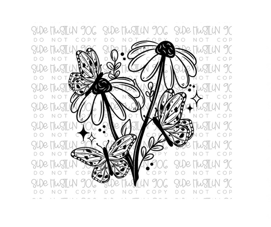 Single Color Daisy Butterflies-Ready to Press Transfer