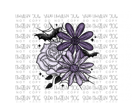 Purple Bat Florals-Ready to Press Transfer