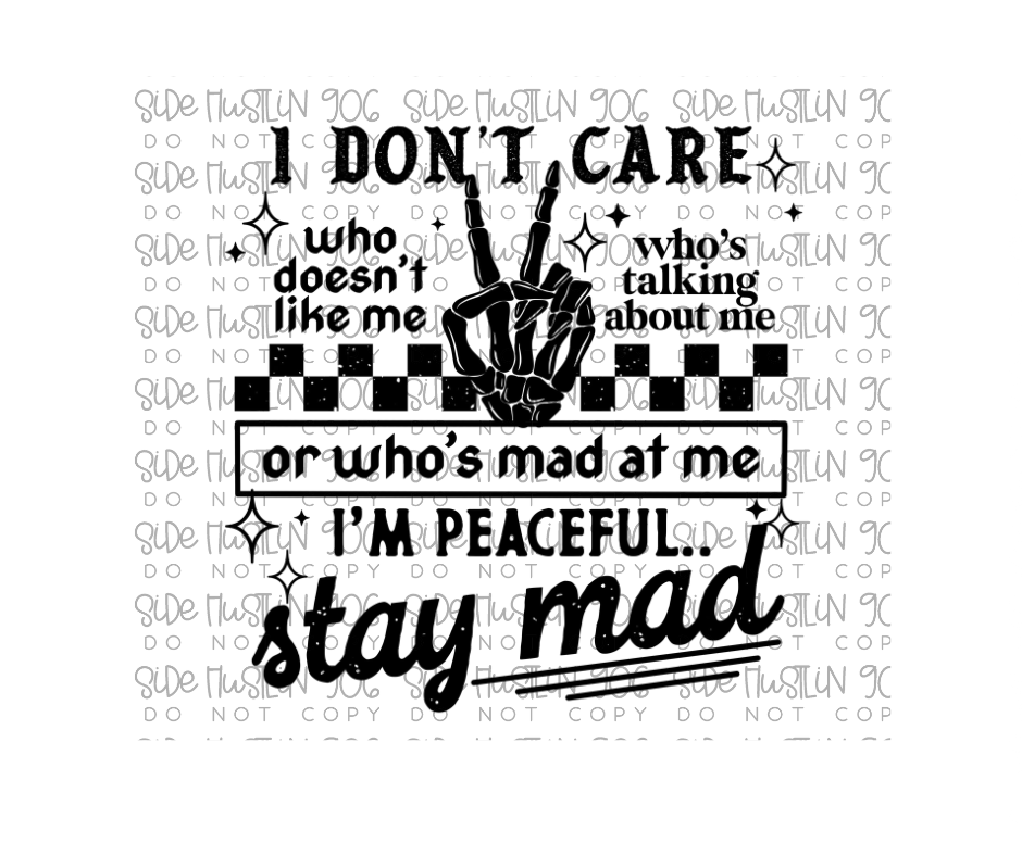 Stay Mad Back Black-Ready to Press Transfer