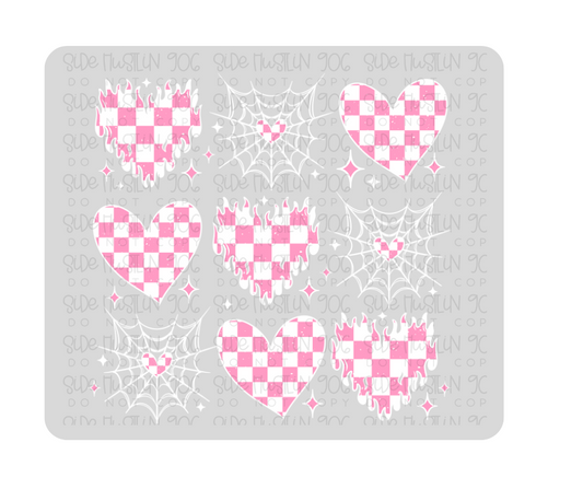 White & Pink Heart Grid-Ready to Press Transfer