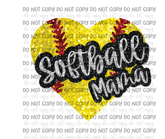 Softball Mama faux sequin-Ready to Press Transfer