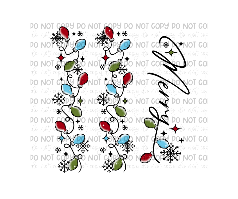 Merry Lights black outline-Ready to Press Transfer