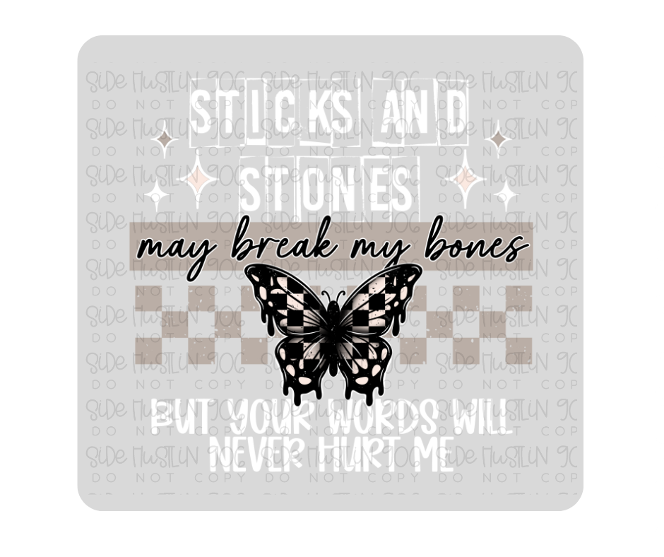 Sticks and Stones White-Ready to Press Transfer