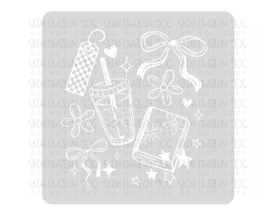 Single Color Girly Books Collage-Ready to Press Transfer
