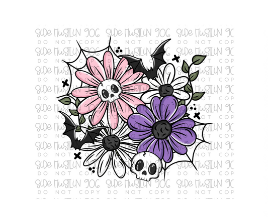 Skellie Bat Florals-Ready to Press Transfer