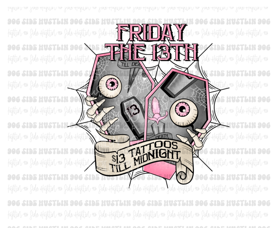 Friday 13th Tattoos-Ready to Press Transfer