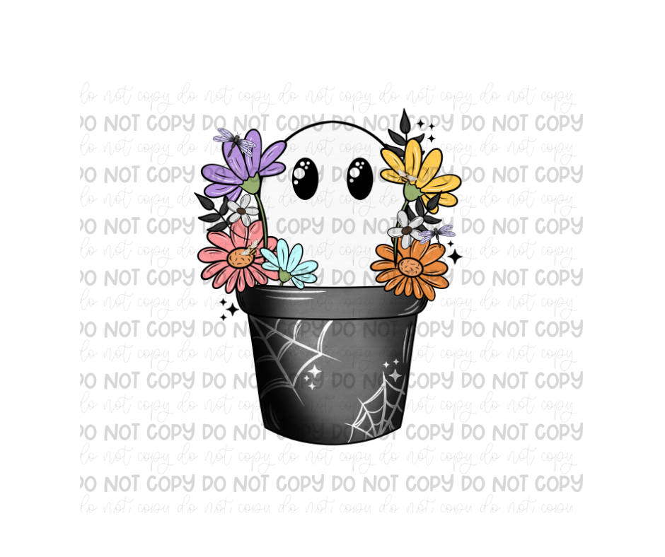 Floral ghostie pot-Ready to Press Transfer