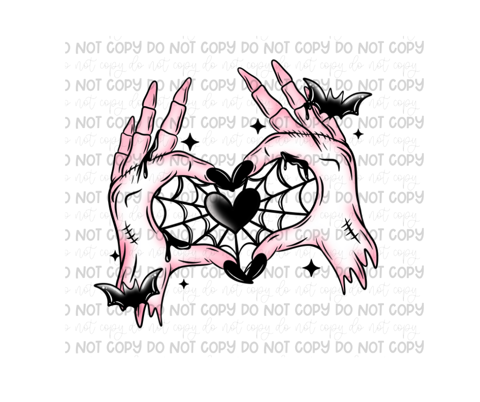 Witch Skellie heart hands-Ready to Press Transfer