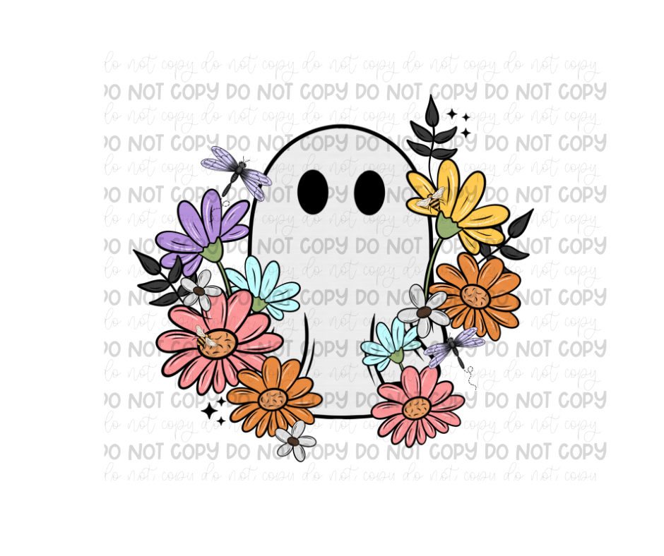 Floral ghostie-Ready to Press Transfer