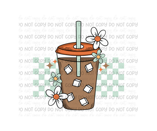 Iced coffee Checker-Ready to Press Transfer