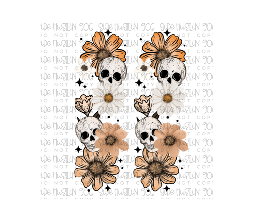 Orange Skellie Floral Sleeve-Ready to Press Transfer