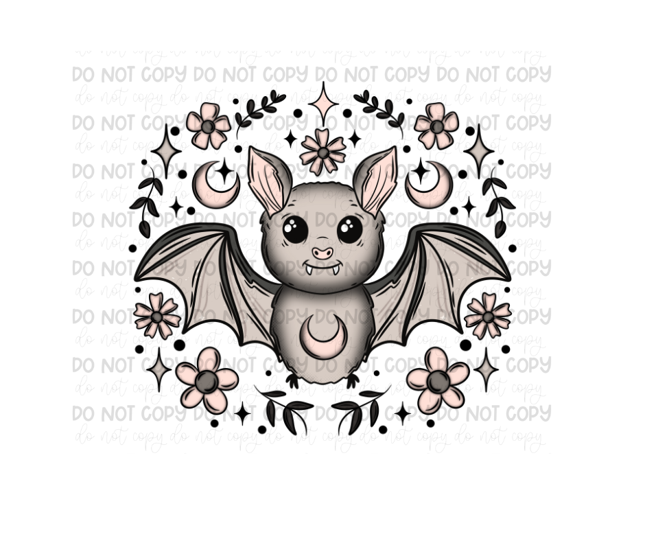 Floral Bat-Ready to Press Transfer