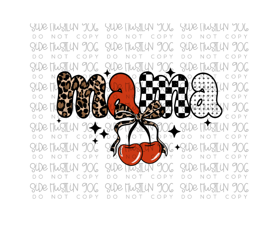 Leopard Mama Cherries-Ready to Press Transfer
