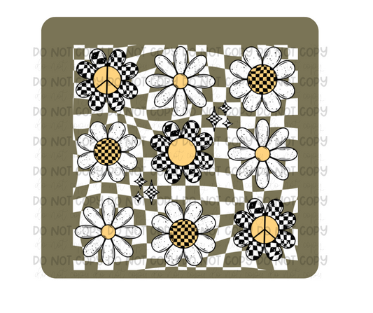 Checker Flowers-Ready to Press Transfer