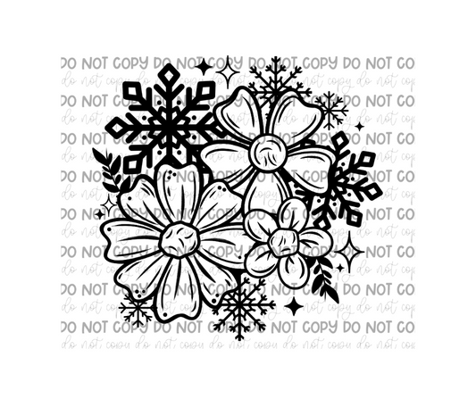 Winter Florals single color-Ready to Press Transfer