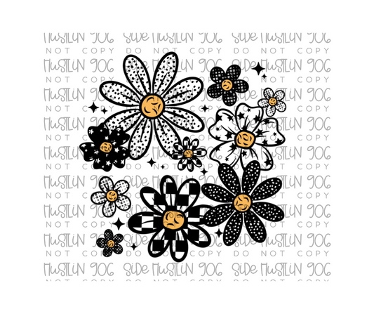 Patterned Daisys Collage-Ready to Press Transfer