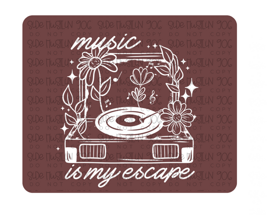 Music is My Escape single color white-Ready to Press Transfer