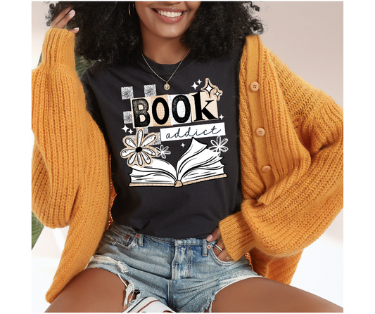 Book Addict white-Ready to Press Transfer
