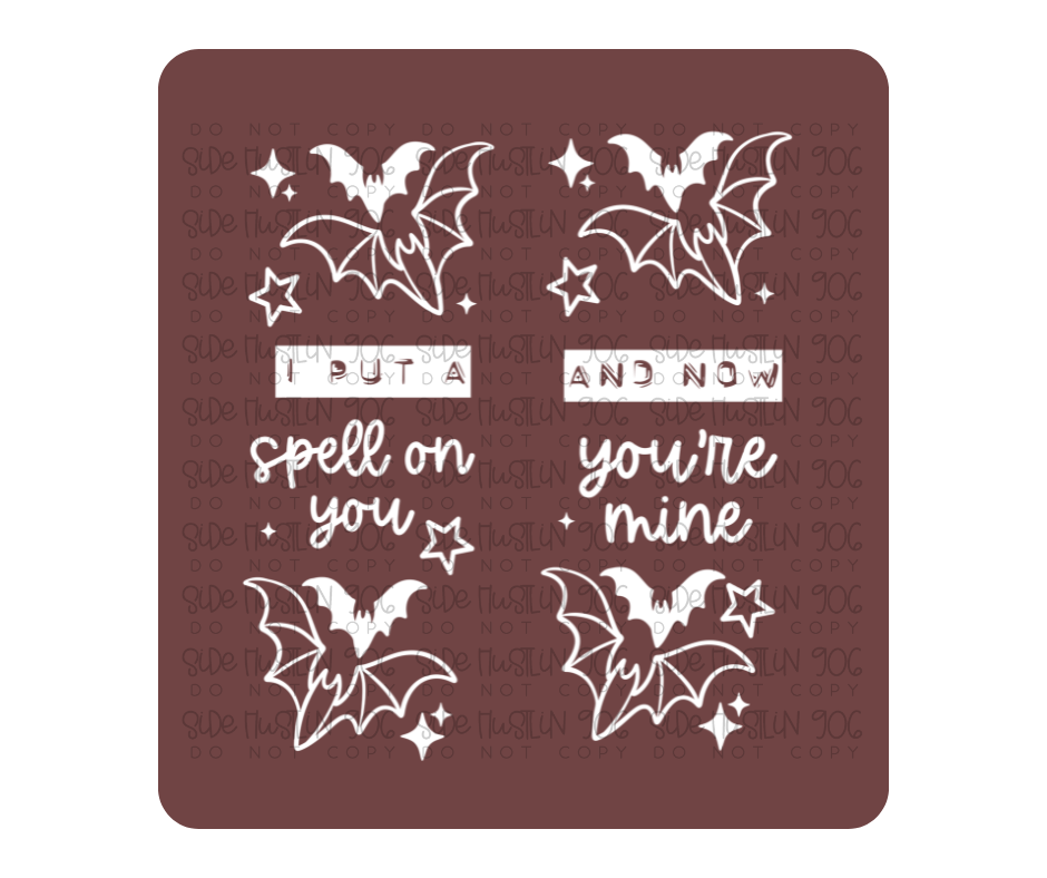 Hocus Pocus Sleeve Single Color White-Ready to Press Transfer