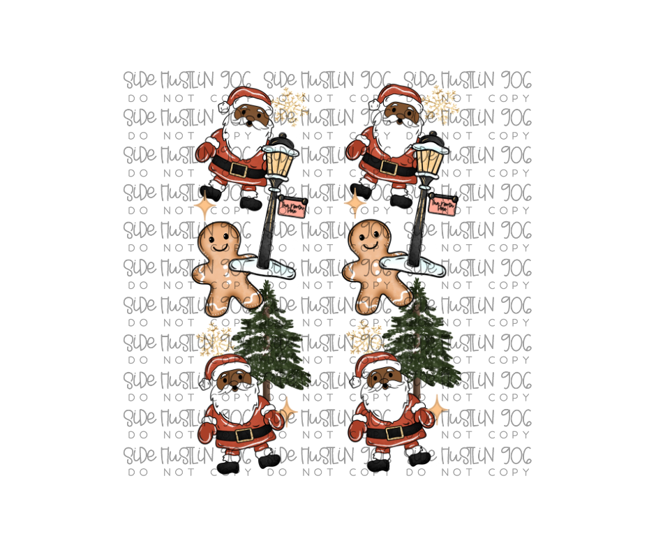 Dark Skin Tone Santa Sleeve-Ready to Press Transfer