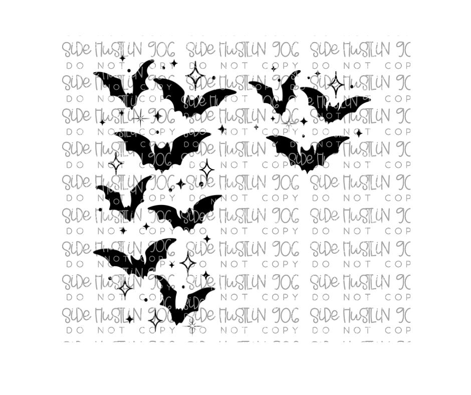 Bats Spine and Pocket Single Color-Ready to Press Transfer
