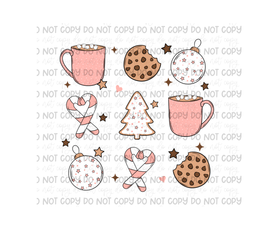 Pink Christmas Cookie Grid-Ready to Press Transfer