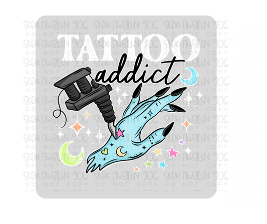 Tattoo Addict white accents-Ready to Press Transfer