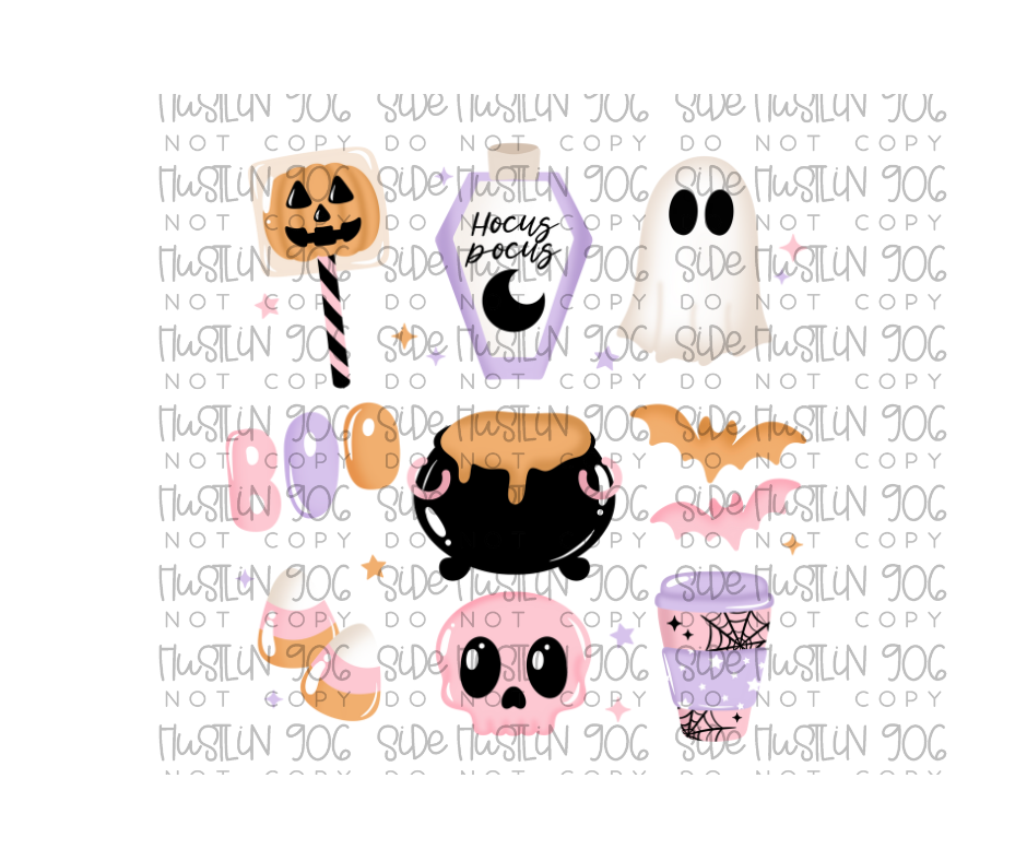 Pastel Halloween Grid-Ready to Press Transfer
