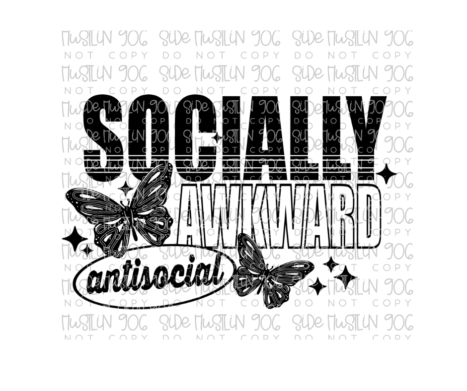 Socially Awkward Single Color-Ready to Press Transfer