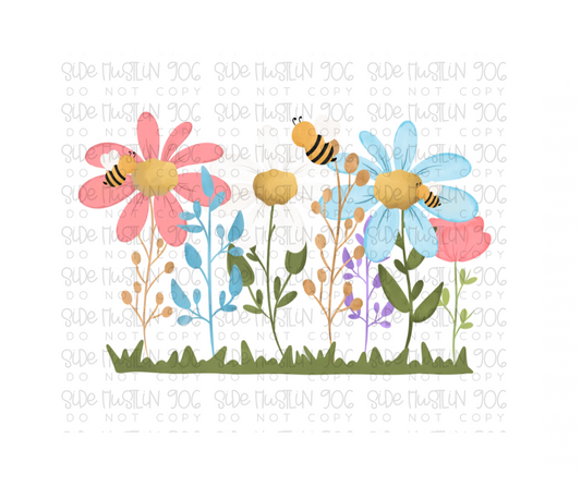 Wildflower Border-Ready to Press Transfer