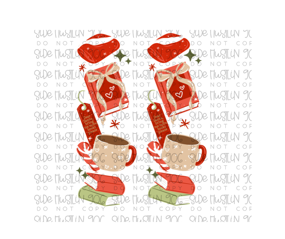 Blankets Books Coffee Christmas Sleeve-Ready to Press Transfer